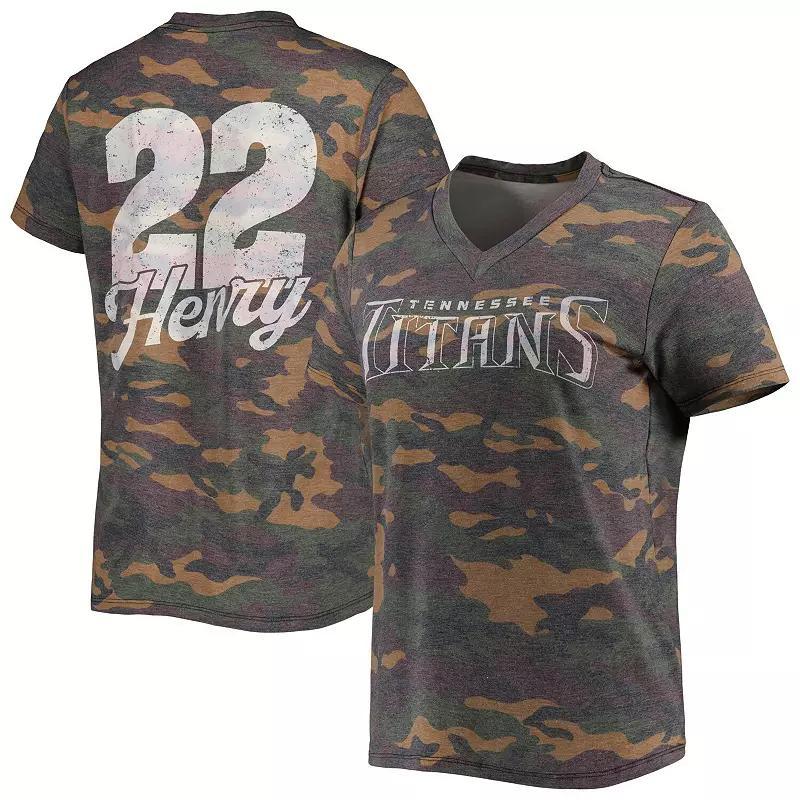 Womens Majestic Threads Derrick Henry Camo Tennessee Titans Name & Number V-Neck Tri-Blend T-Shirt Product Image