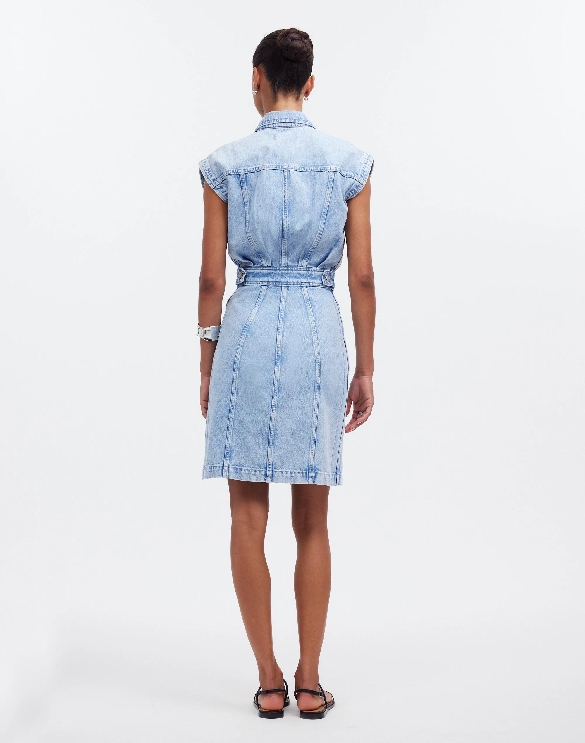 Denim Cap-Sleeve Shirtdress in Aquino Wash Product Image