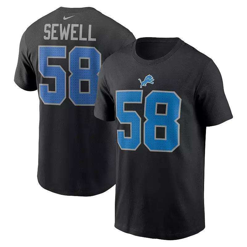 Nike Mens Penei Sewell Black Detroit Lions Name Number T-Shirt Product Image