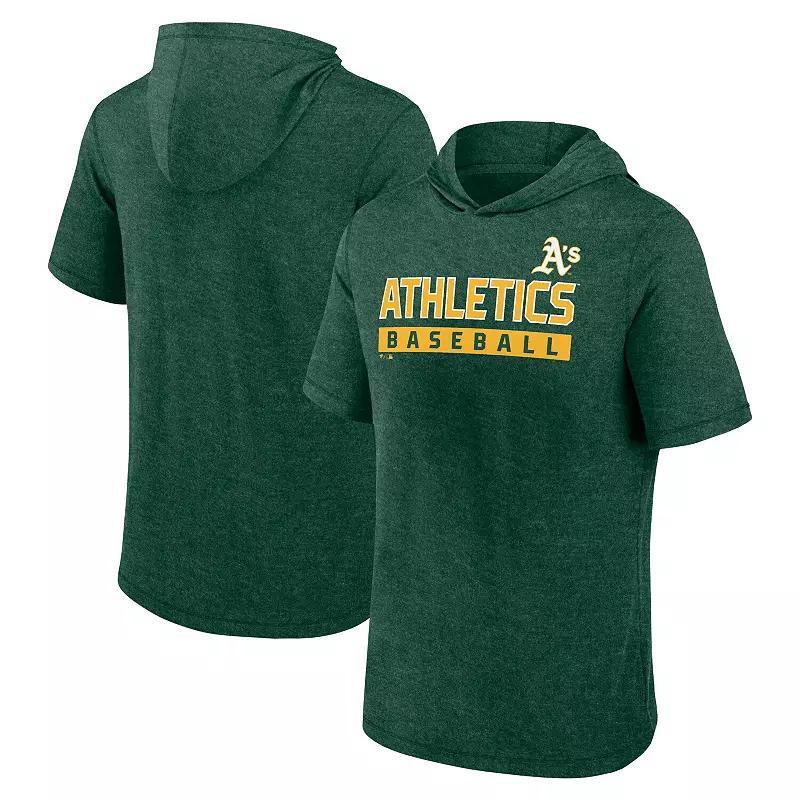 Mens Fanatics Heather Oakland Athletics Push Short Sleeve Pullover Hoodie Product Image