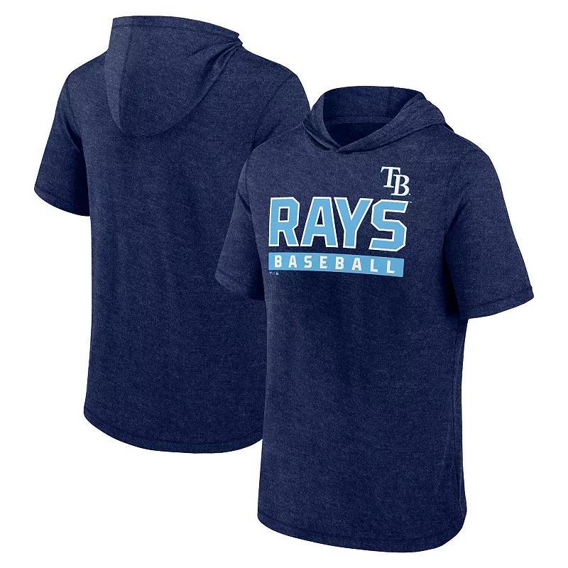 Mens Fanatics Heather Tampa Bay Rays Push Short Sleeve Pullover Hoodie Blue Product Image