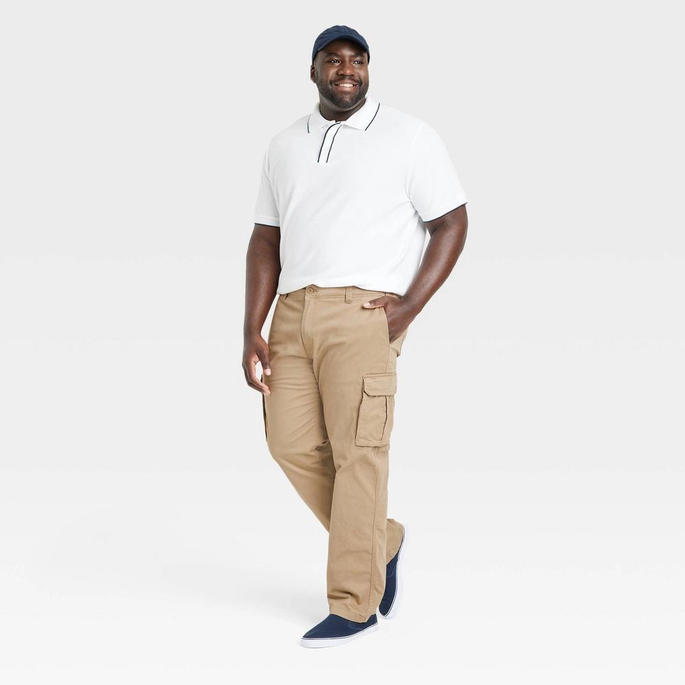 Men's Big & Tall Relaxed Fit Straight Cargo Pants - Goodfellow & Co™ Tan 42x36 Product Image