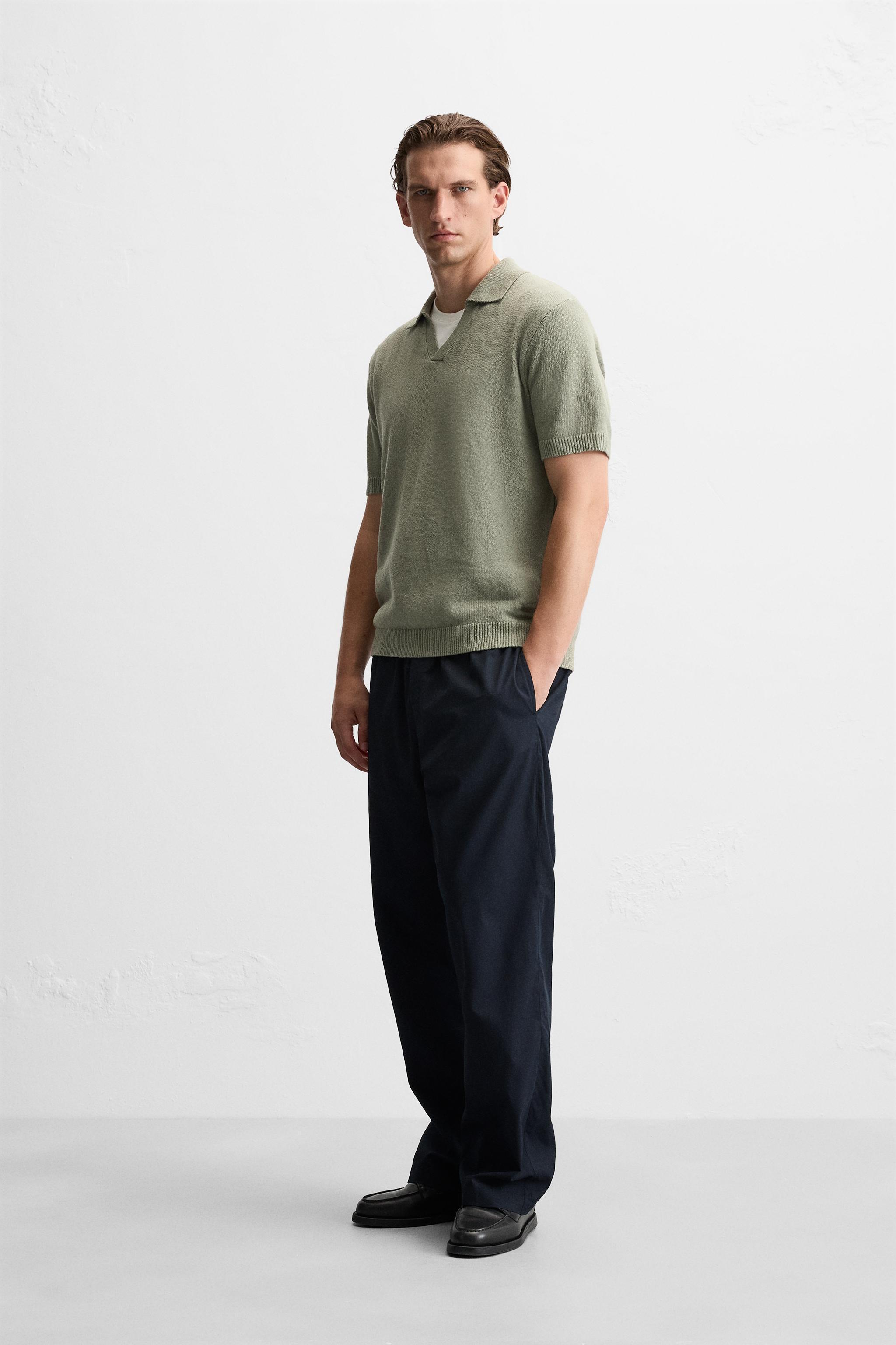 COTTON - LINEN BLEND KNIT POLO Product Image