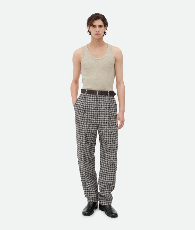 Men's Boucle Gingham Wool Trousers in Black/pearl/khaki Product Image