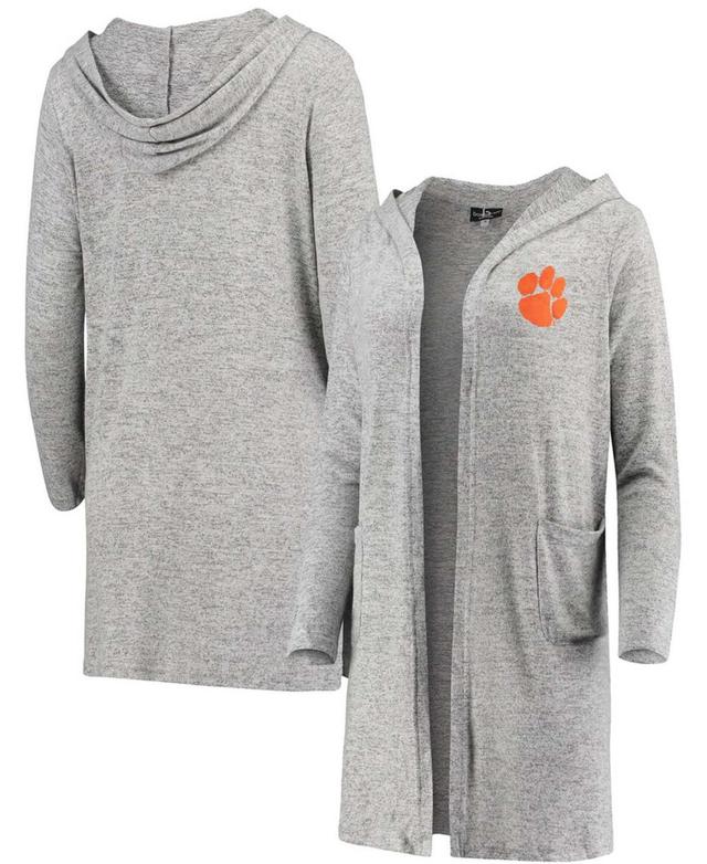 Womens Heathered Gray Clemson Tigers Cuddle Soft Duster Cardigan Product Image