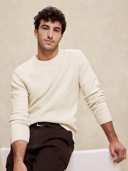 Cotton-Blend Ribbed Sweater Product Image