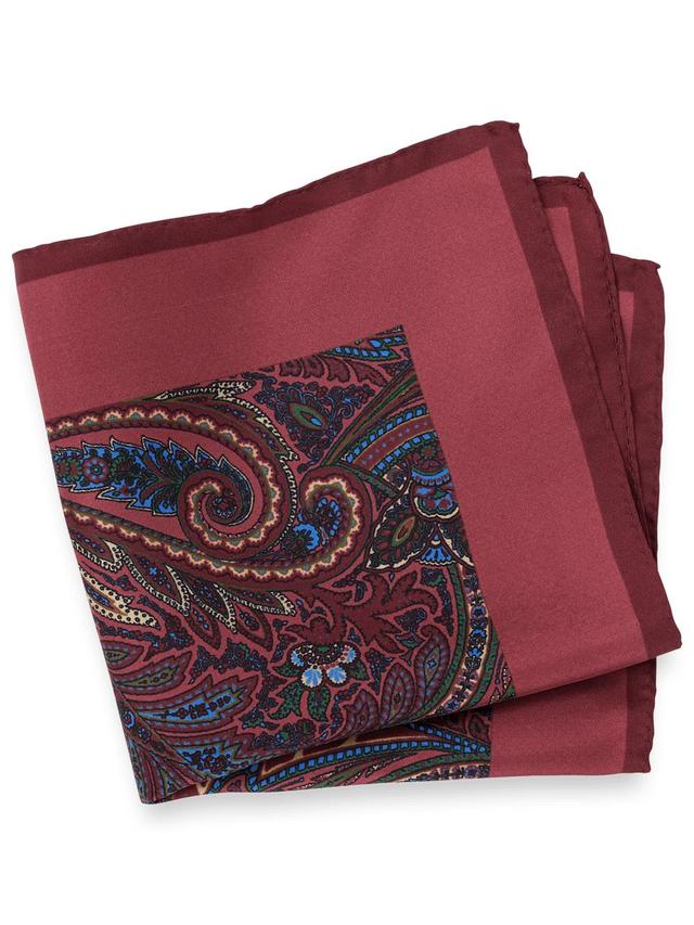 Paisley Silk Pocket Square - Burgundy Multi Product Image