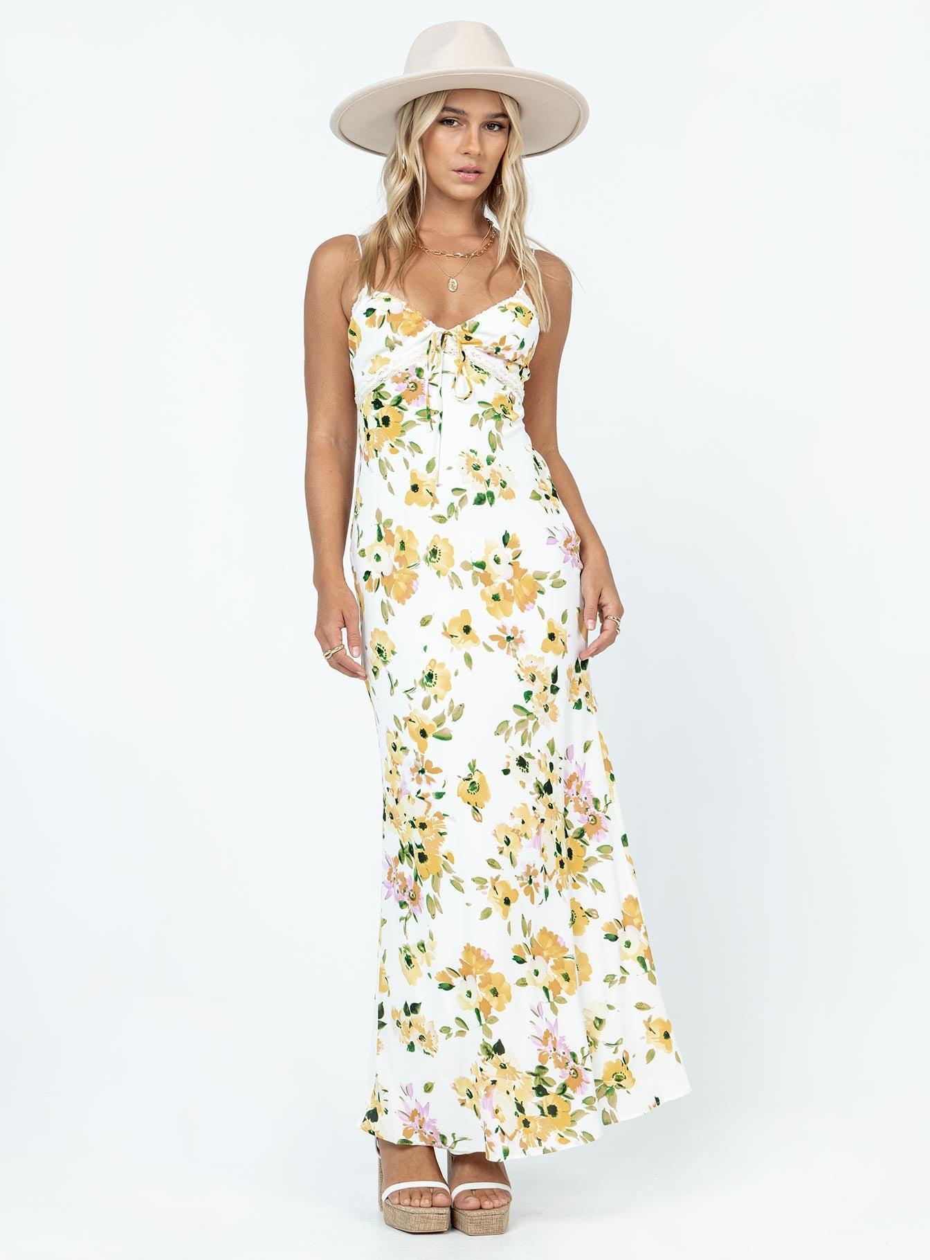 Emily Maxi Dress White / Yellow Floral Product Image