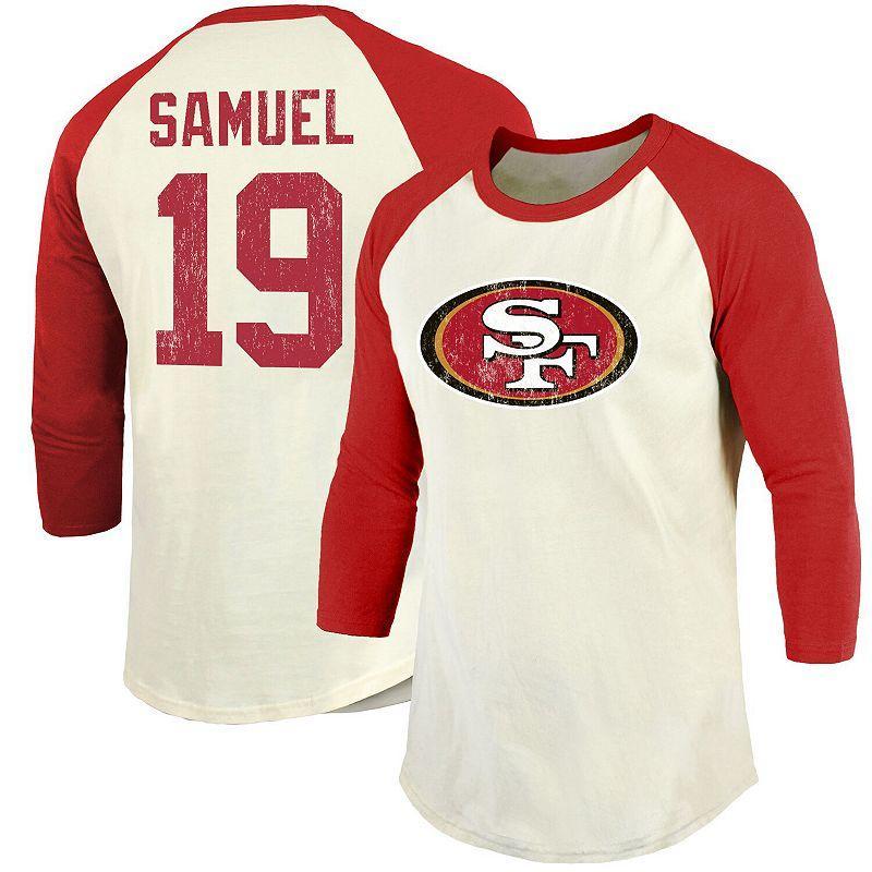 Mens Fanatics Branded Deebo Samuel Cream/Scarlet San Francisco 49ers Vintage Player Name & Number Raglan 3/4-Sleeve T-Shirt Product Image