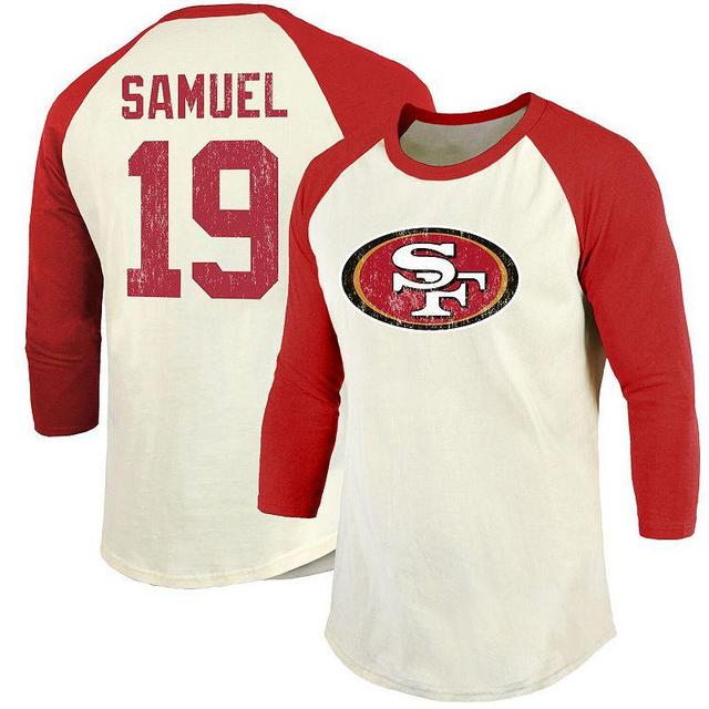 Mens Deebo Samuel Cream San Francisco 49Ers Vintage-Inspired Player Name Number Raglan 3/4 Sleeve T-shirt - Cream Product Image