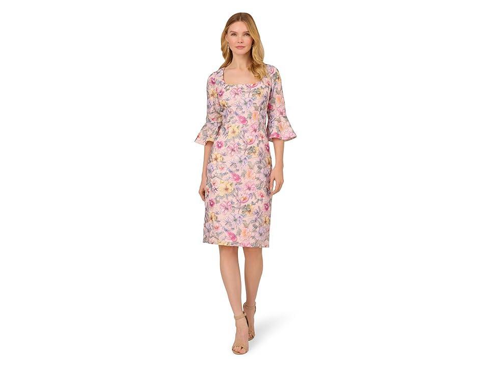 Adrianna Papell Floral Printed Short Dress (Blush Multi) Women's Dress Product Image