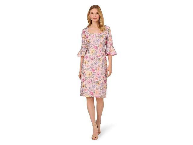 Adrianna Papell Floral Printed Short Dress (Blush Multi) Women's Dress Product Image