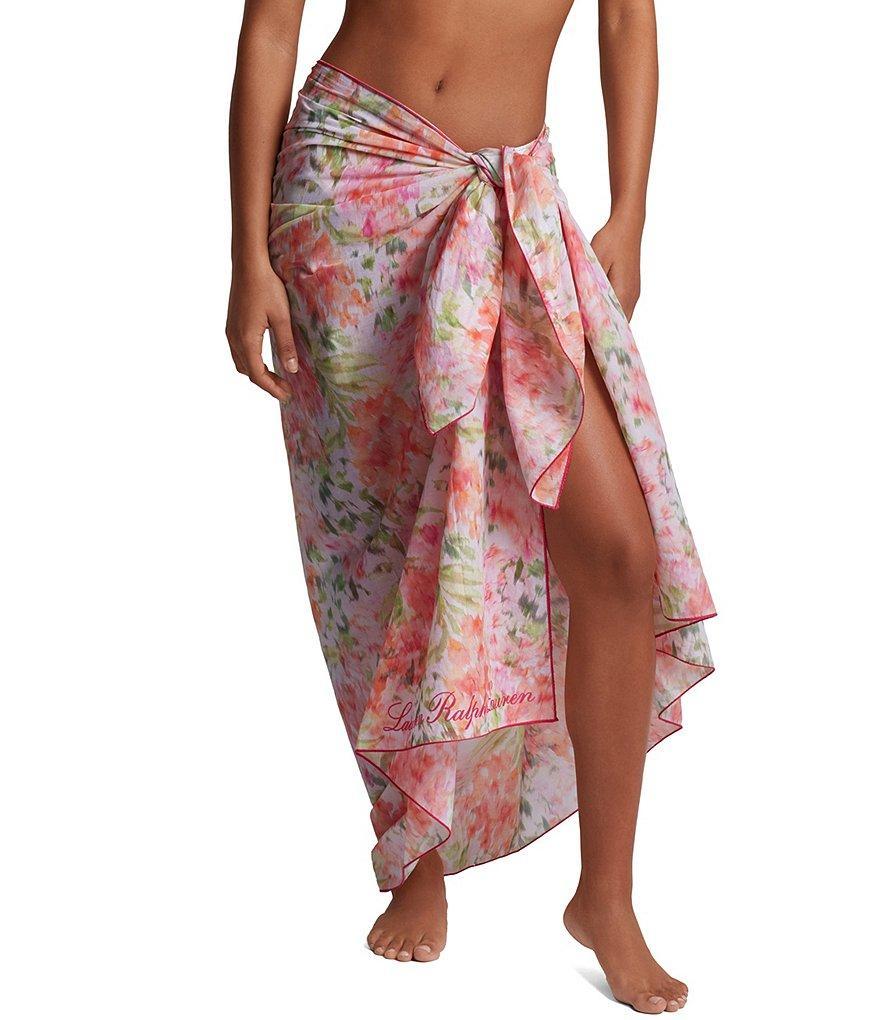 Lauren Ralph Lauren Summer Floral Border Cotton Voile Swim Pareo Cover-Up Product Image