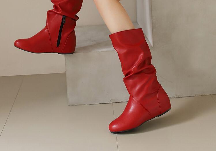 Wedge Heel Mid Calf Boots Product Image