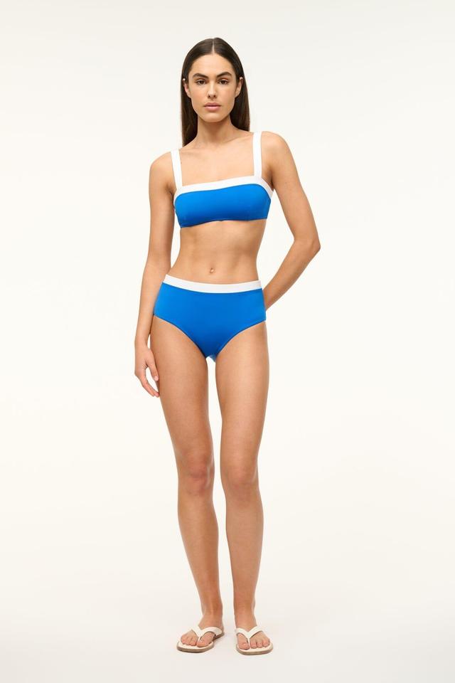 DEVON HIGH RISE BIKINI BOTTOM | SAPPHIRE WHITE Product Image