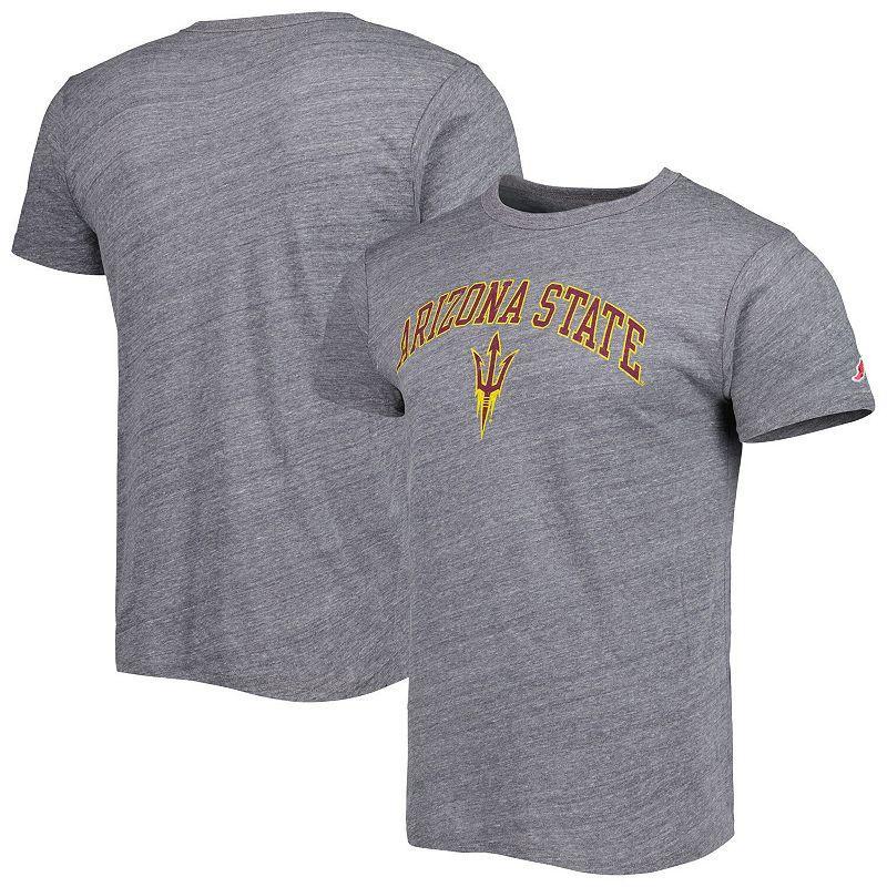 Mens League Collegiate Wear Heather Gray Arizona State Sun Devils 1965 Arch Victory Falls Tri-Blend T-Shirt Product Image