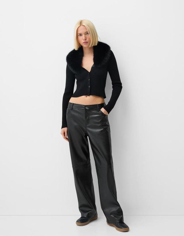 Faux leather straight pants Product Image