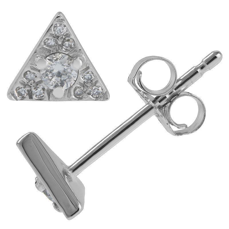 Luxle 14k White Gold 1/8 Carat T.W. Diamond Triangle Stud Earrings, Womens Product Image