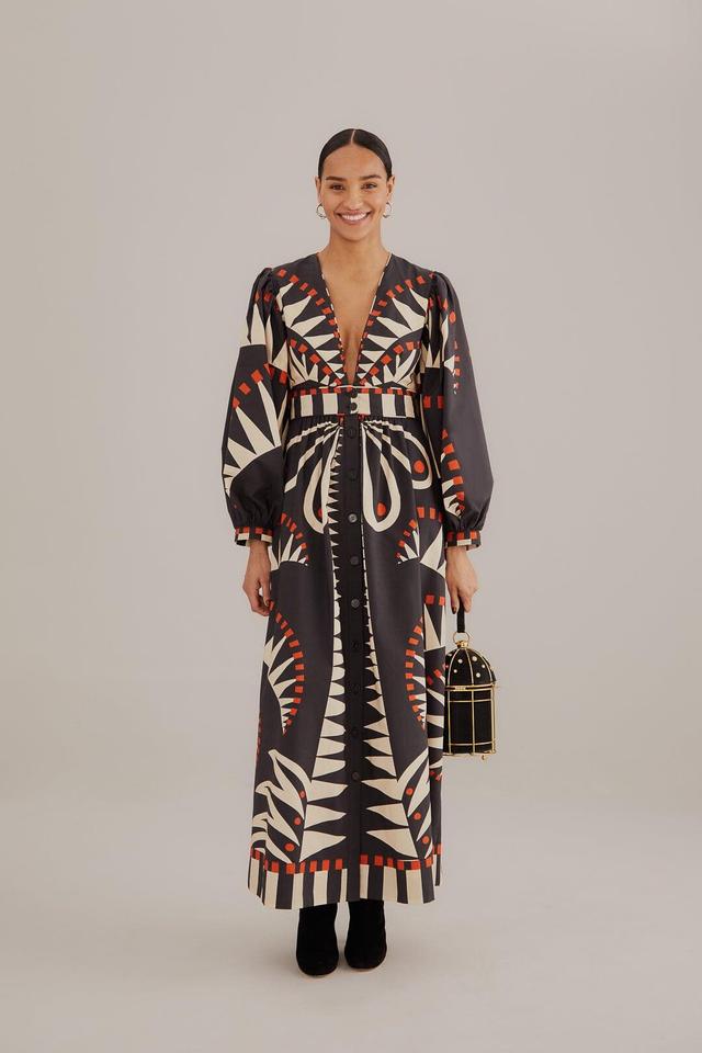 Black Coconut Grove Puff Sleeve Maxi Dress, COCONUT GROOVE BLACK / XXS Product Image