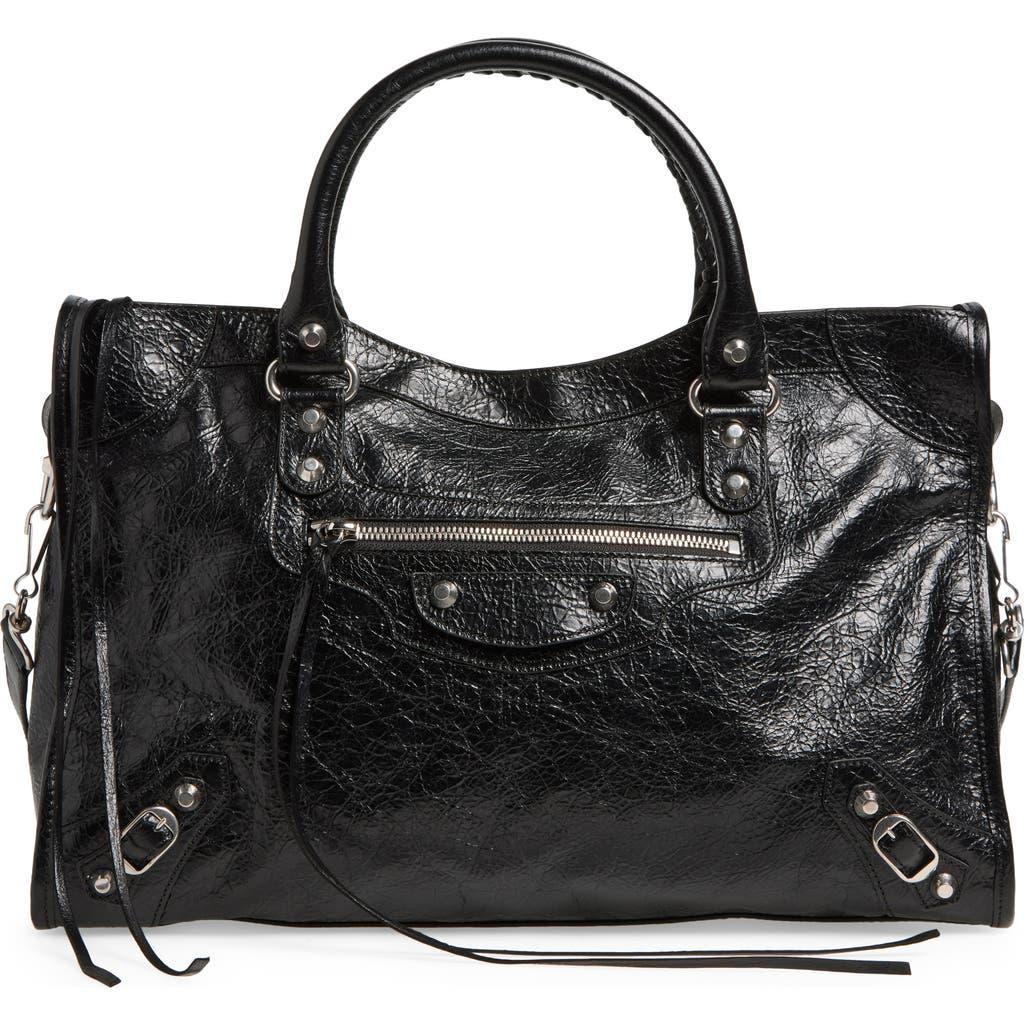 BALENCIAGA Medium Le City Leather Handbag In Black Product Image