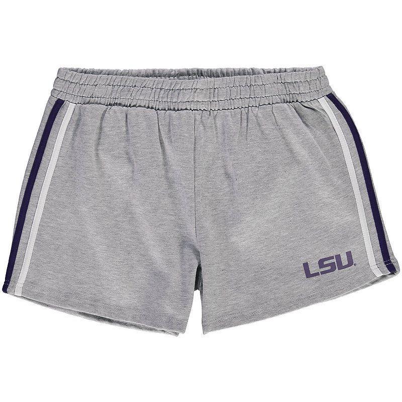 Womens Heathered Gray LSU Tigers Plus Size 2-Stripes Shorts Product Image