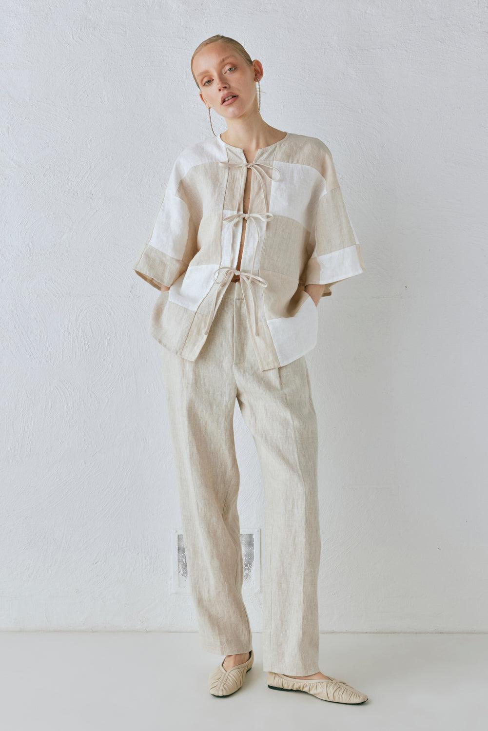 Goldie Linen Pants Oatmeal Product Image