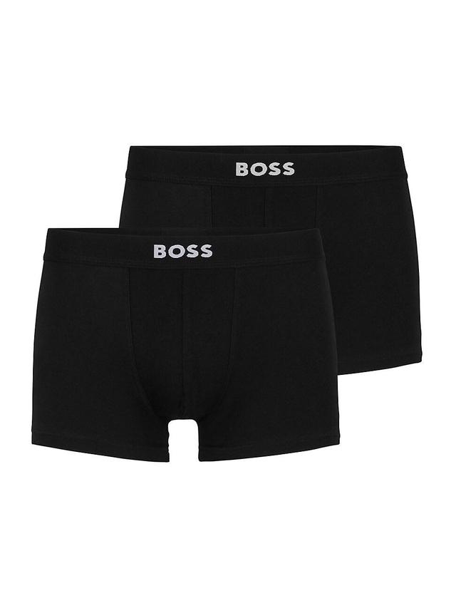 Mens Two-Pack of Stretch-Cotton Trunks with Logo Waistbands Product Image