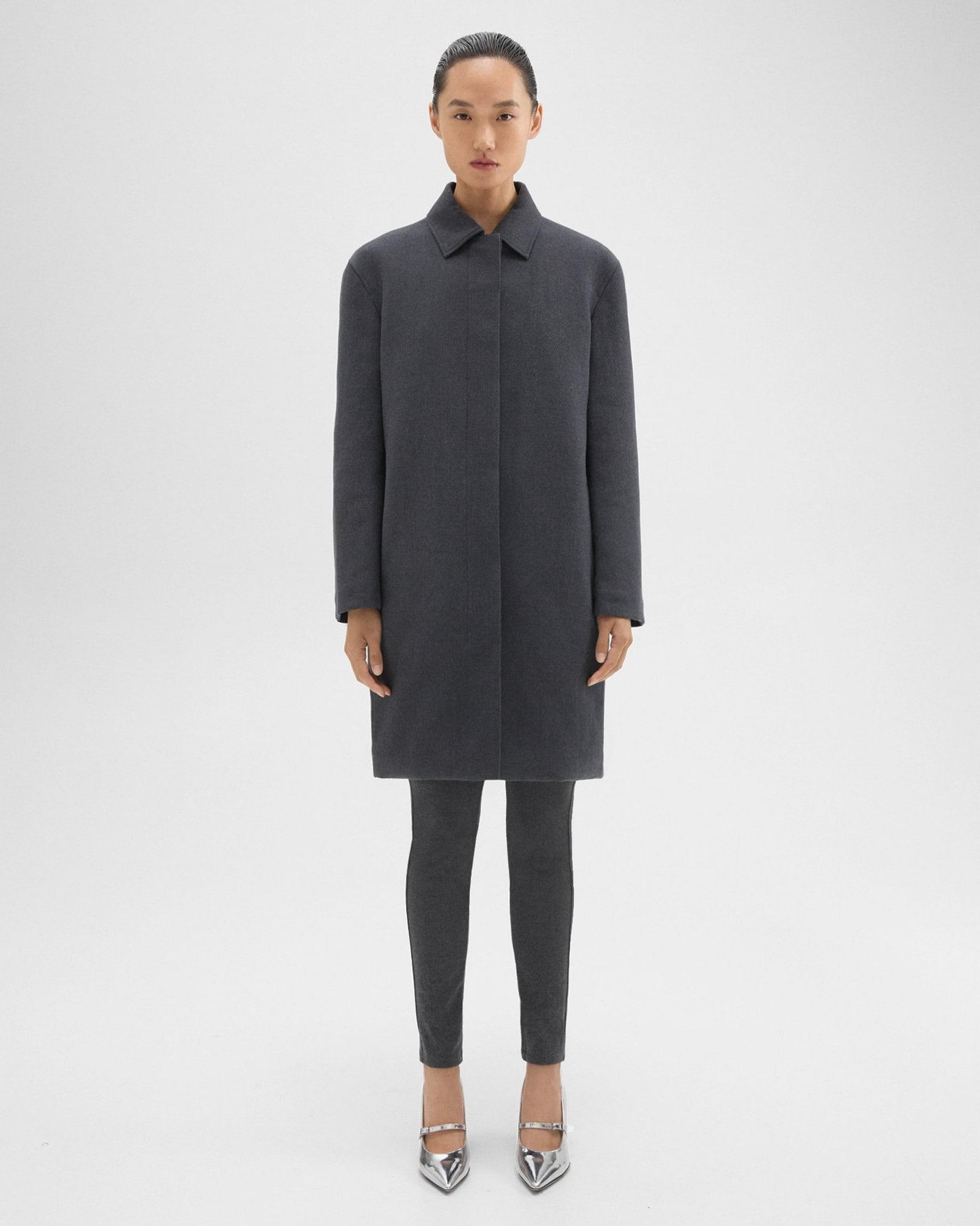 Straight Car Coat in Double-Face Wool Flannel Product Image