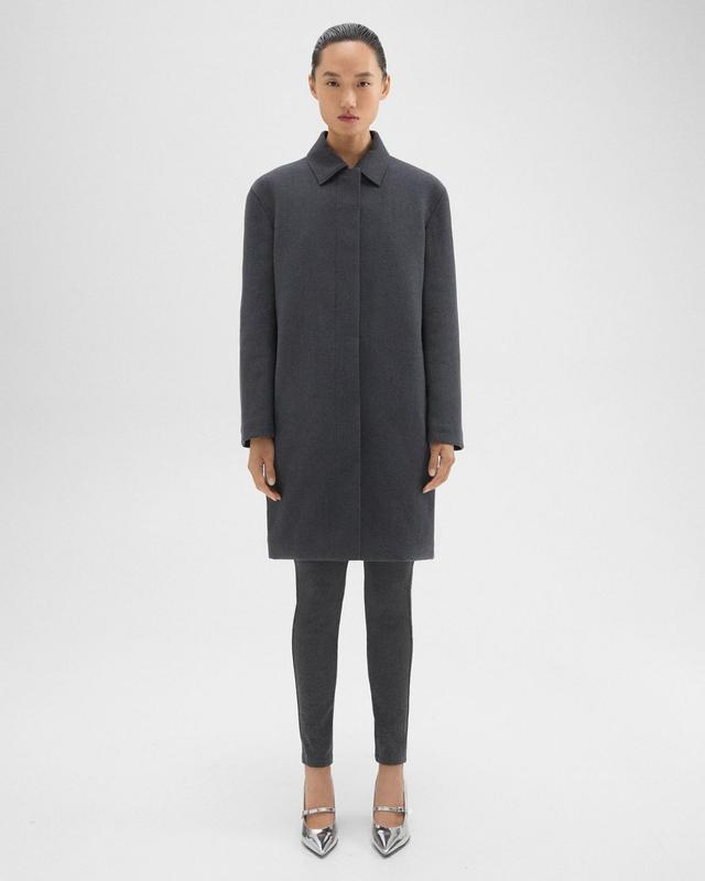 Straight Car Coat in Double-Face Wool Flannel Product Image