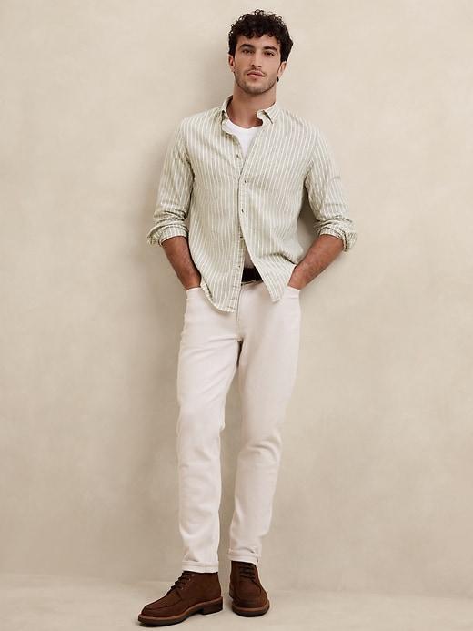 Slim Cotton-Linen Flannel Shirt Product Image