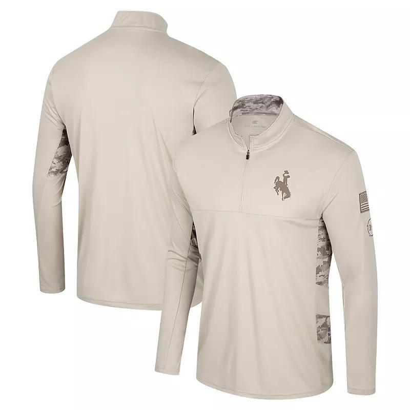 Mens Colosseum Natural Wyoming Cowboys OHT Military Appreciation Quarter-Zip Jacket Product Image