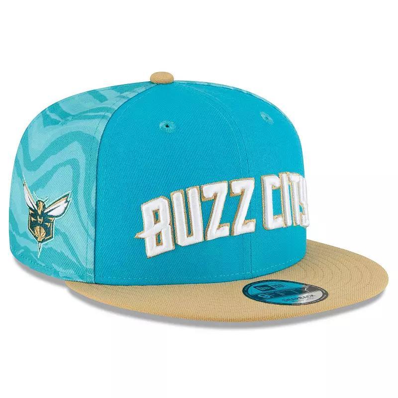 Mens New Era Turquoise/Gold Charlotte Hornets 2023/24 City Edition 9FIFTY Snapback Adjustable Hat, Turq/Blue Product Image