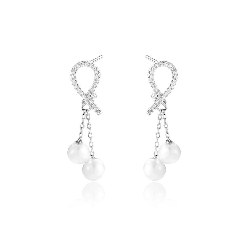 Faux Pearl CZ Dangle Earring Product Image