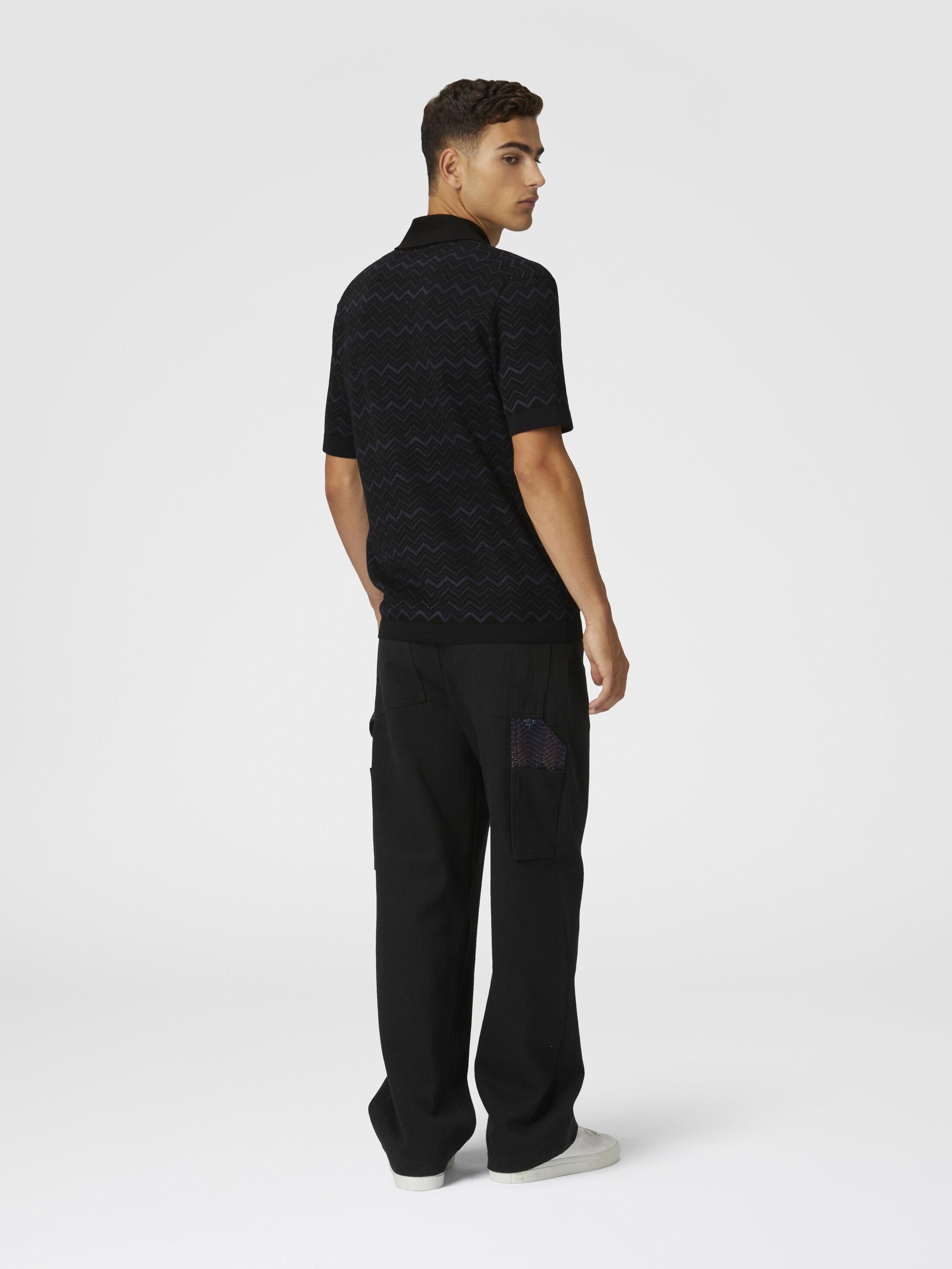 Knitted polo shirt in a cotton and viscose blend zigzag Product Image