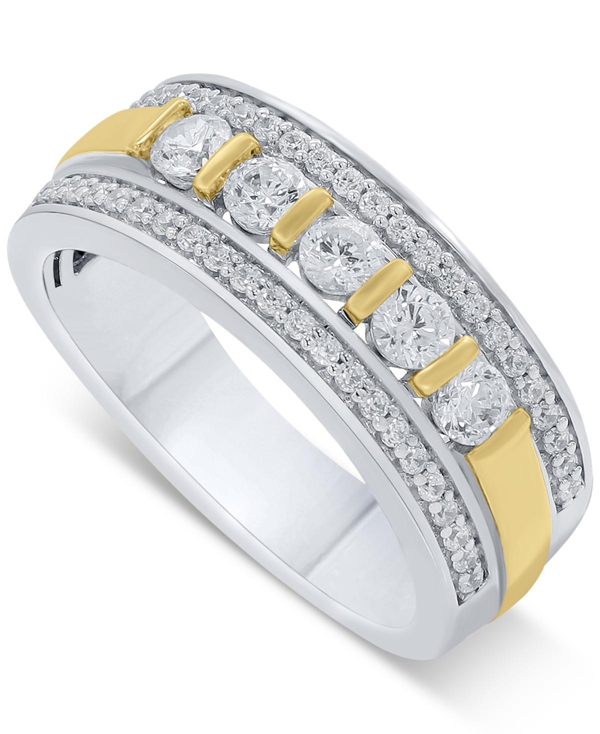 Mens Diamond Openwork Band (1 ct. t.w.) in 10k Two-Tone Gold Product Image