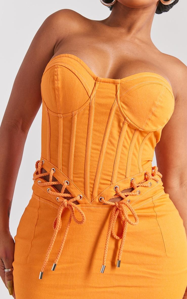 Shape Orange Rope Detail Lace Up Corset Bodycon Dress Product Image