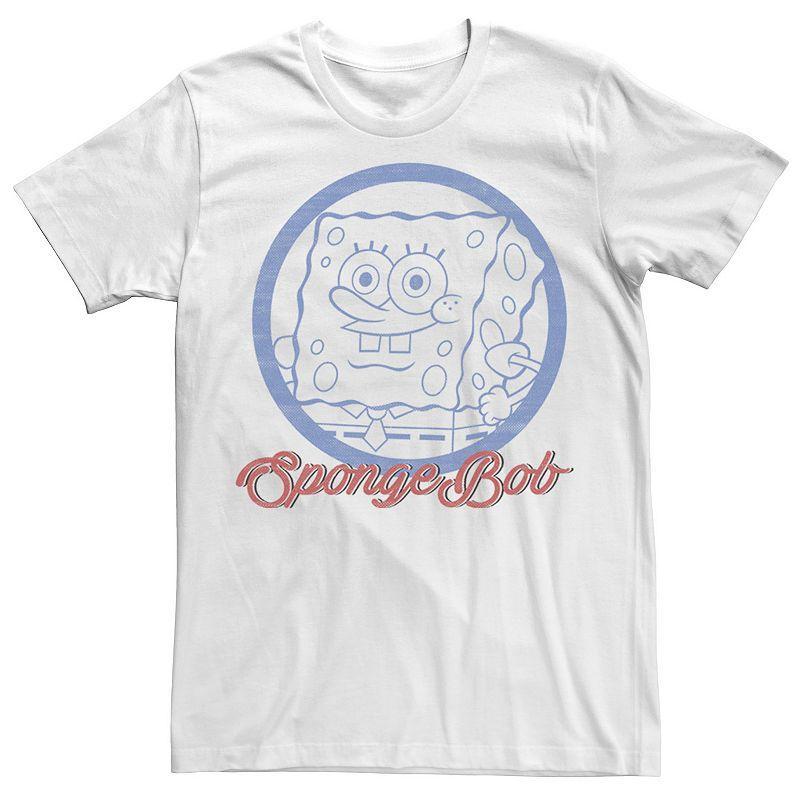 Mens Nickelodeon SpongeBob SquarePants Line Art Cursive Logo Portrait Graphic Tee Product Image