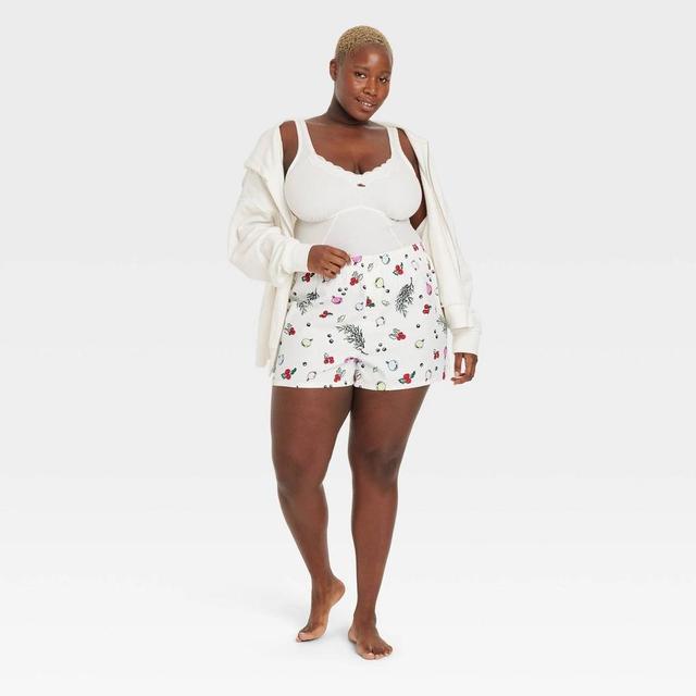 Womens Boxer Pajama Shorts - Colsie White 1X Product Image