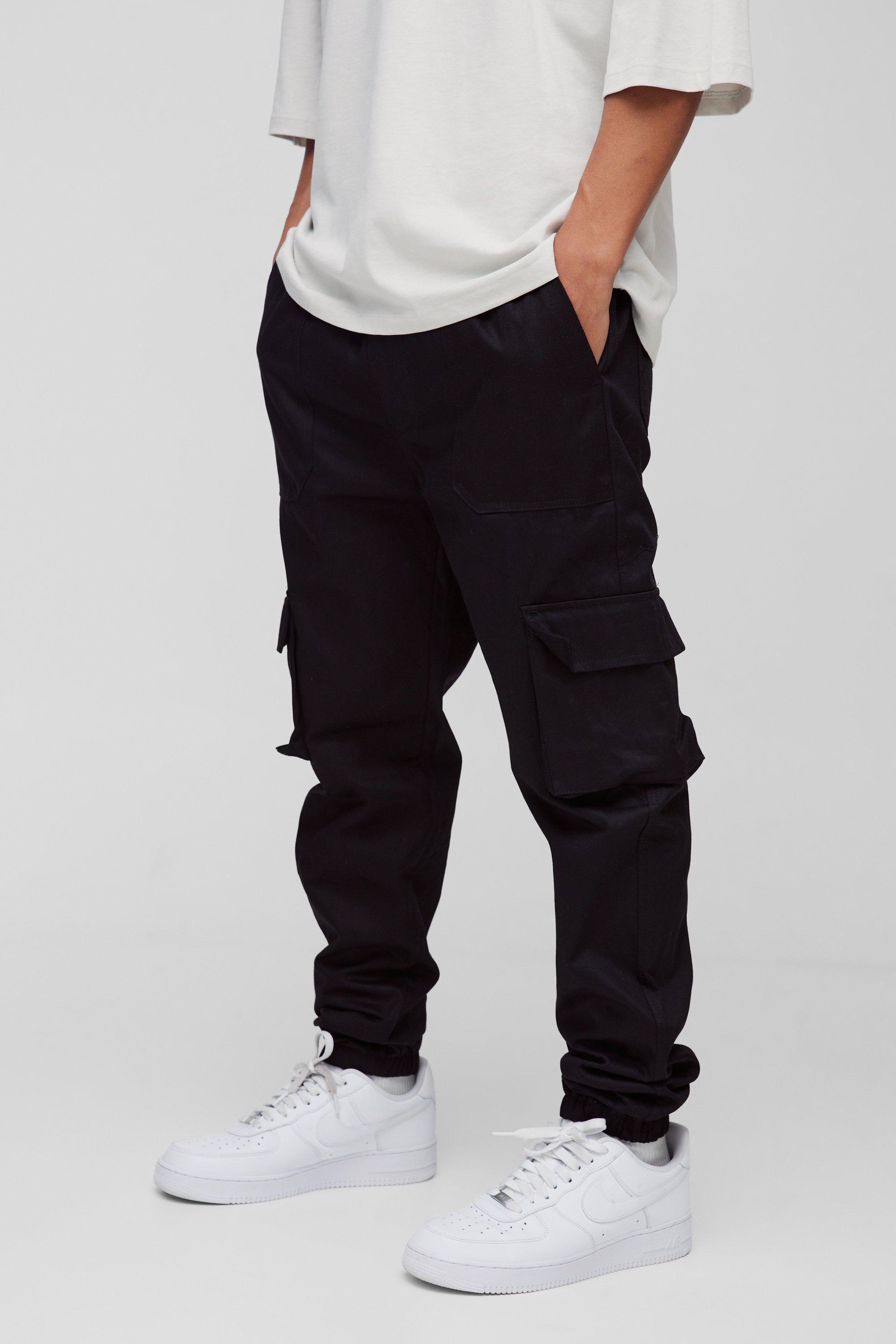 Skinny Fit Elasticated Waist Cuffed Cargo Trousers | boohooMAN USA Product Image