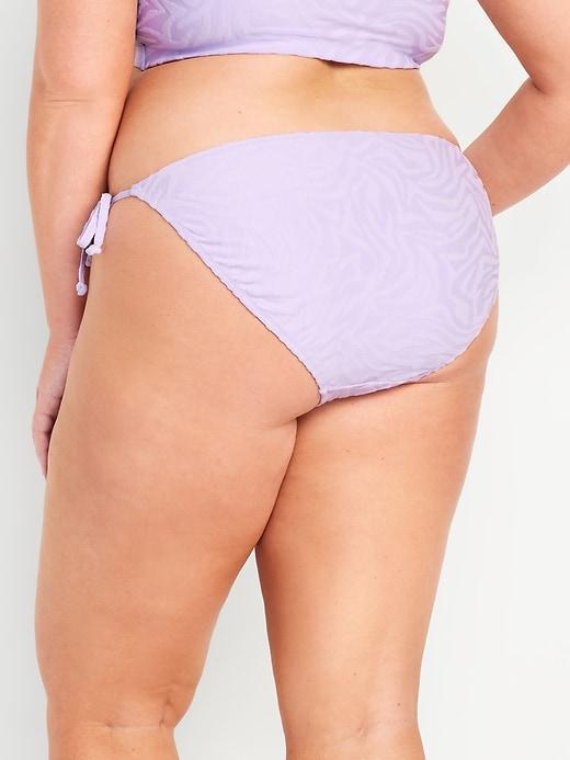 Mid-Rise Textured String Bikini Swim Bottoms Product Image