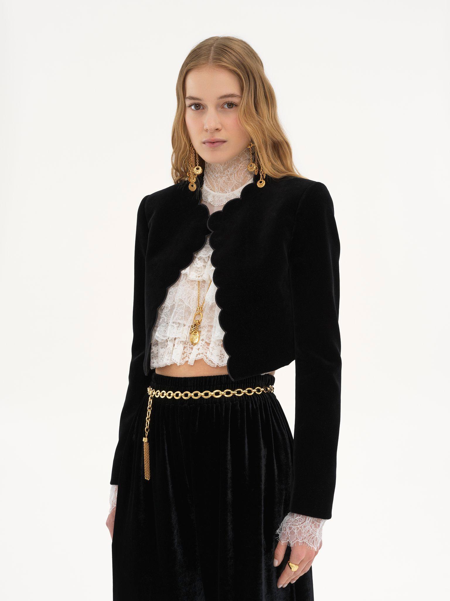 Scalloped Spencer jacket in velvet Product Image