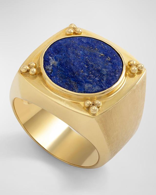 Mens 18K Yellow Gold Lapis Ring Product Image