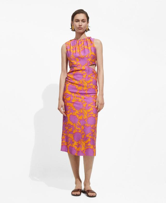 Mango Womens Openings Detail Printed Dress Product Image