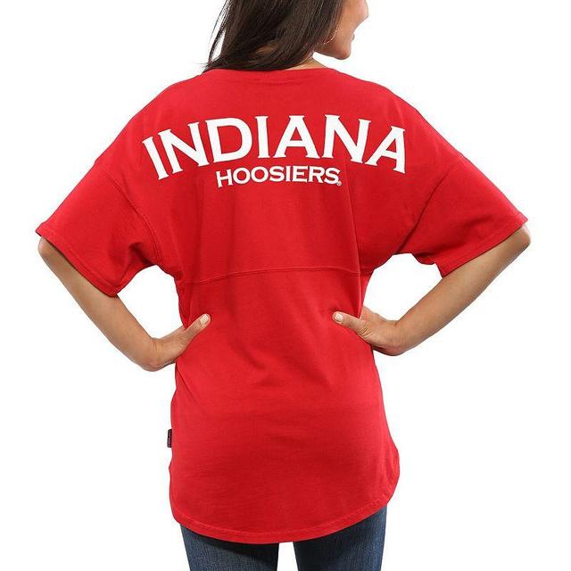 Womens Crimson Indiana Hoosiers Spirit Jersey Oversized T-Shirt Product Image