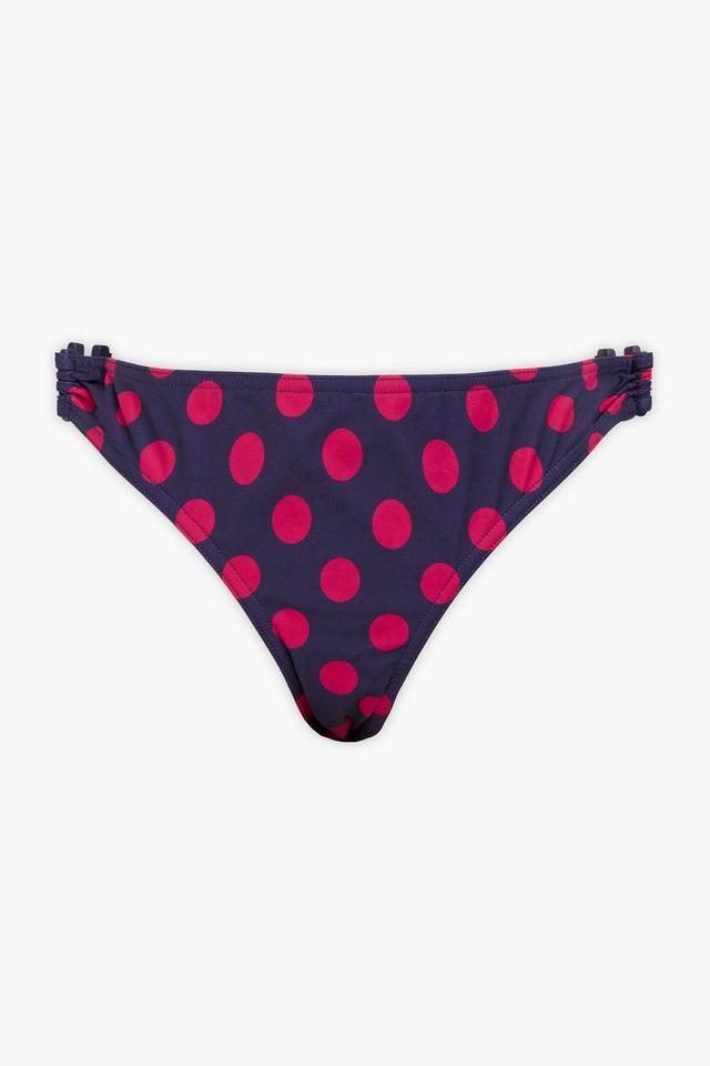 Polka-dot Ring-embellished Low-rise Bikini Briefs In Navy Product Image