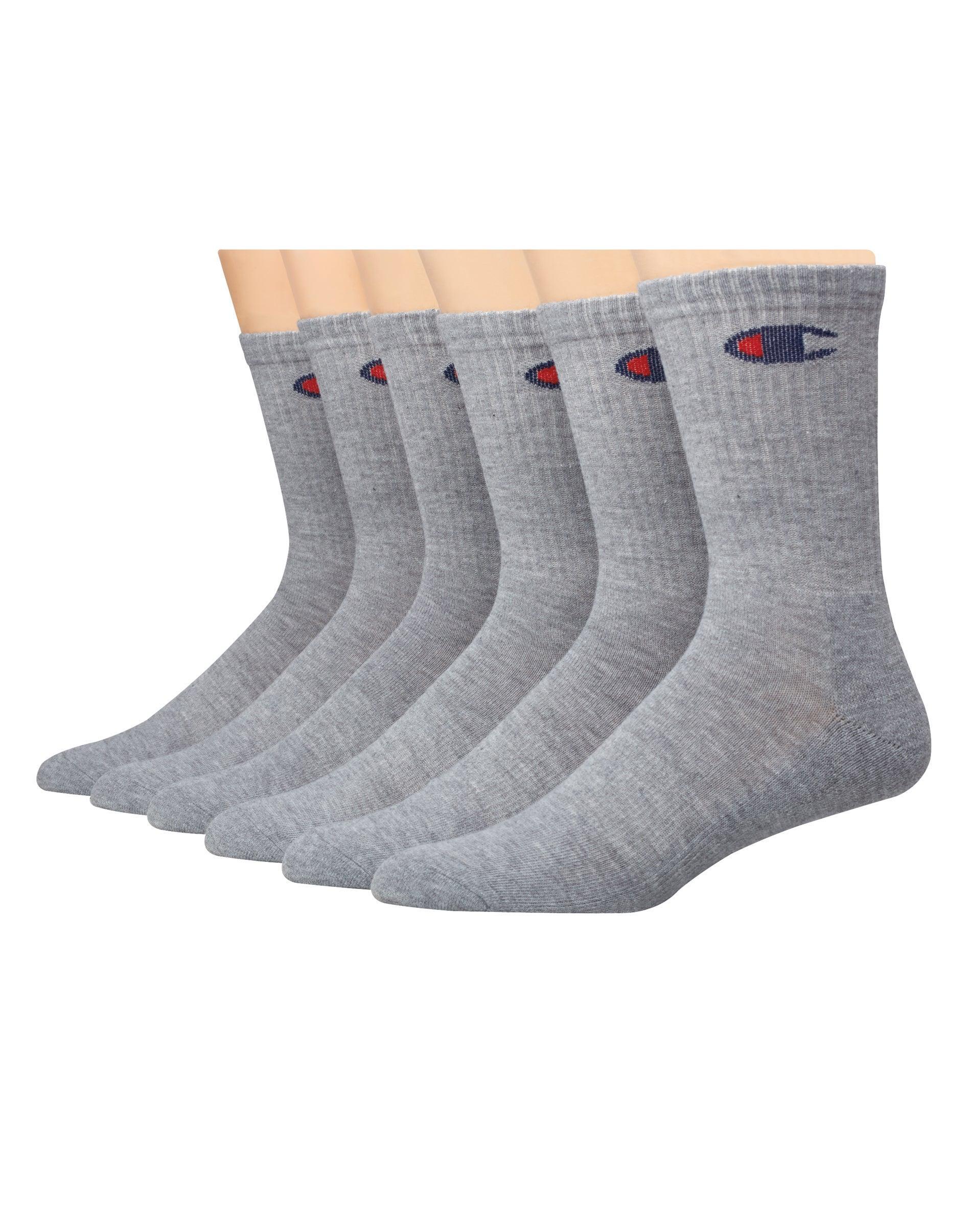 Champion Mens Crew Socks, 6-pairs Heather Grey 6-12 Product Image