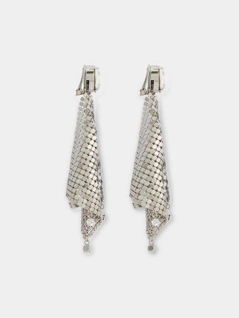 Silver chainmail earrings with crystals Product Image