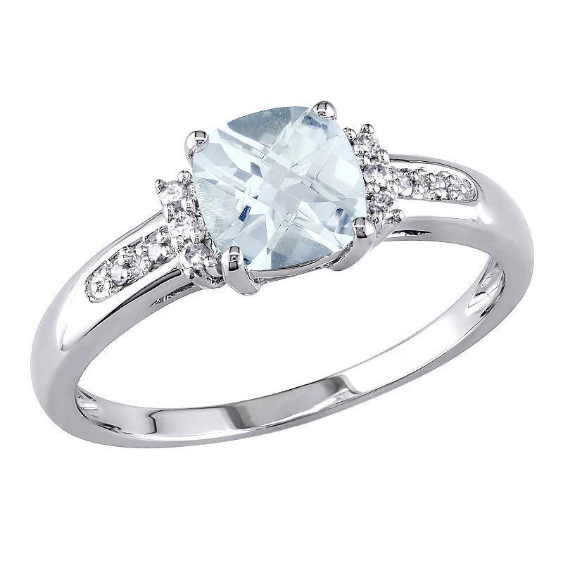 Stella Grace 10k White Gold Aquamarine & Diamond Accent Ring, Womens Product Image