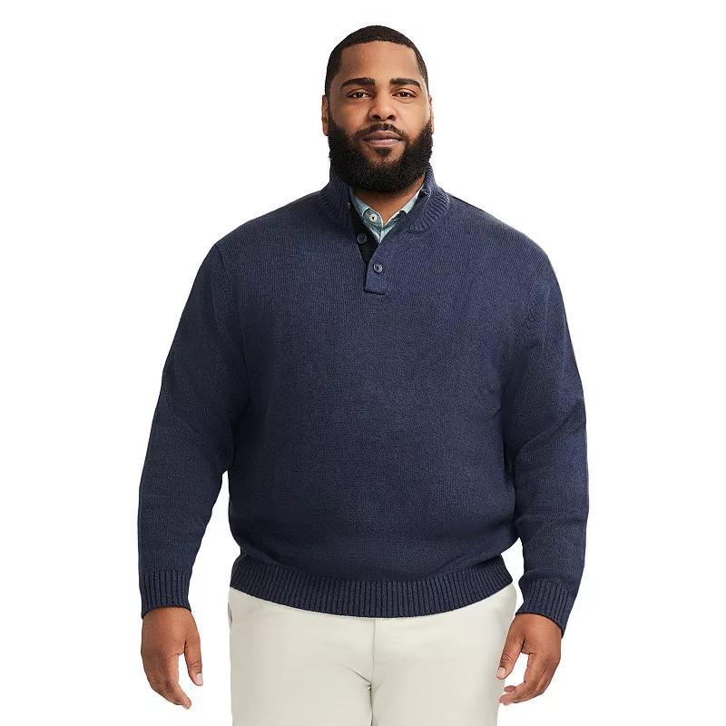 Big & Tall IZOD Marled Button-Mock Sweater, Mens Velvet Red Product Image