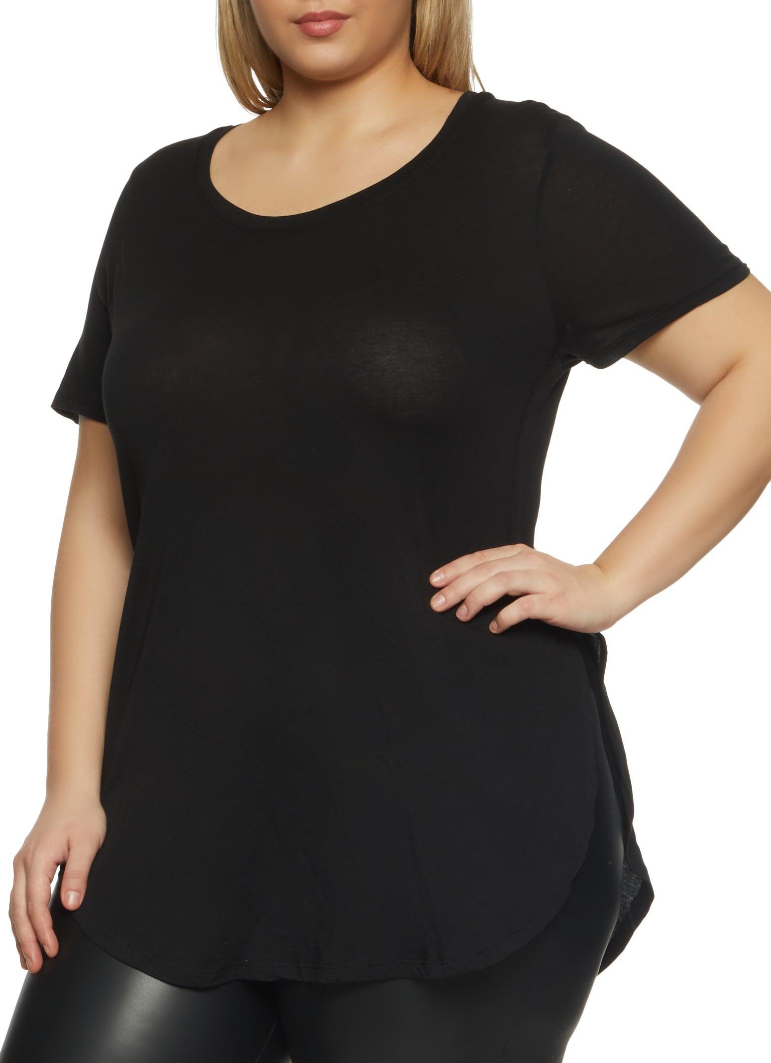 Womens Plus Size Basic Split Hem Tee Product Image